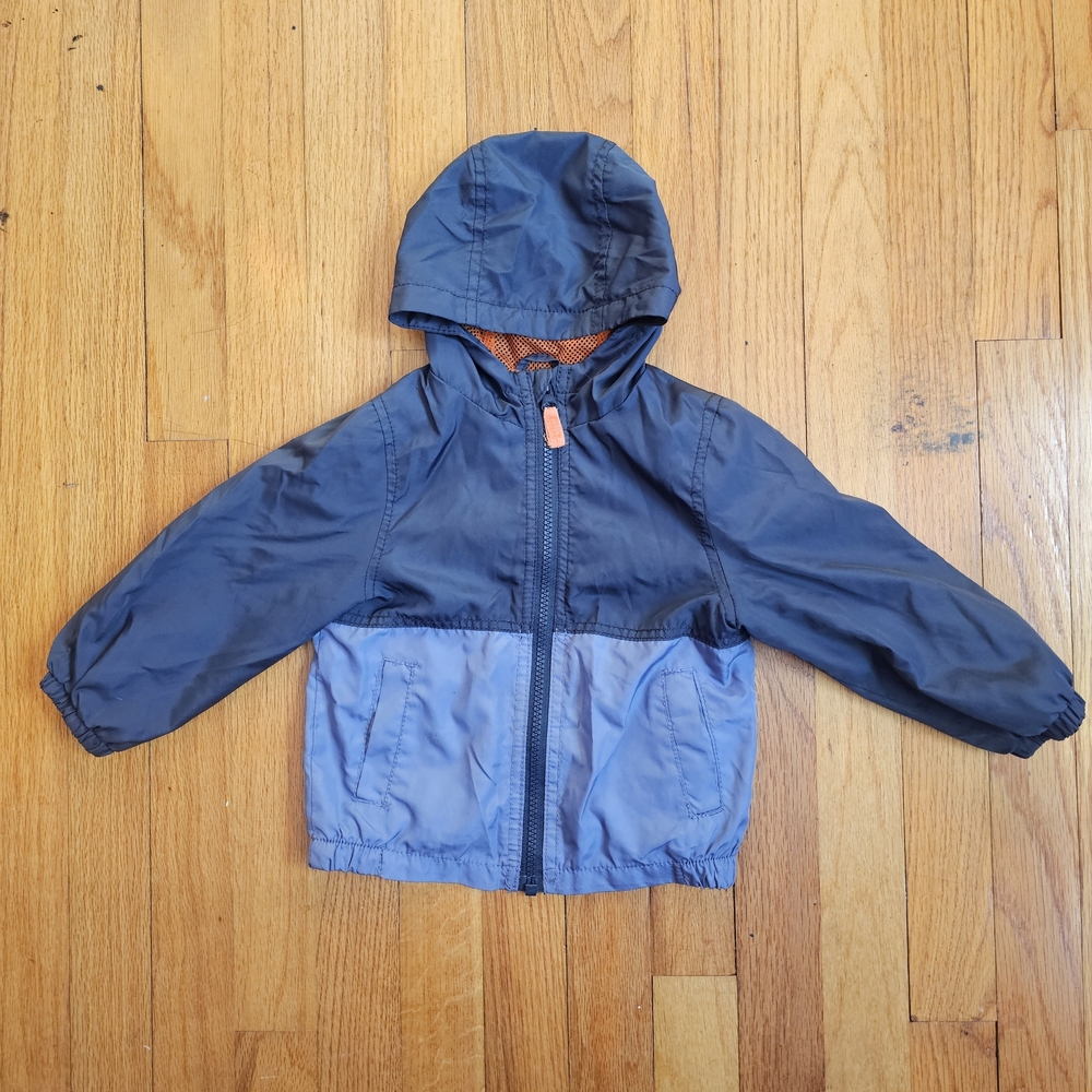 Carter Kids Baby Boy 18mo Blue Color Block Hooded Light Jacket Windbreaker Zip